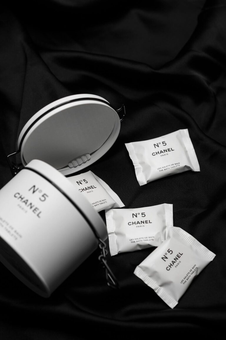 Scattered Sachets of Chanel No 5 Bath Tablets
